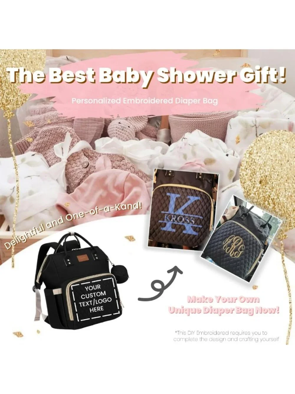 Stylish Waterproof Diaper Bag Backpack with Changing Pad & Pacifier Case - Large